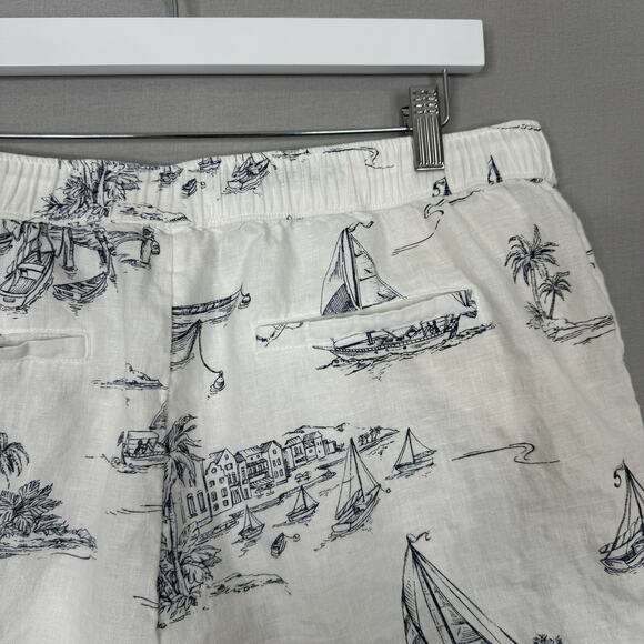 Cynthia Rowley Womens Shorts XL White 100% Linen Sailing Tropical Resort Beachy - Picture 8 of 10